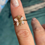 Opal Butterfly Ring - Diamond - 14k Gold - Vintage