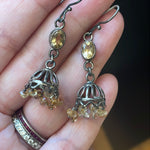 Citrine Chandelier Earrings - Sterling Silver - Vintage