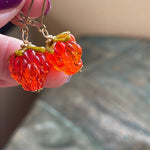 Orange Glass Berry Earrings - Gold Filled - Handmade