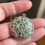 Enamel Locket - Sterling Silver - Vintage