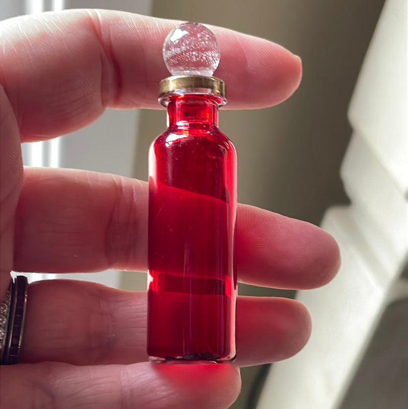 Mini Glass Bottle - Red - Vintage