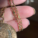 Engraved Moon Star Locket - Gold Filled - Victorian - Star Chain - Antique