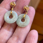 Jade Donut Earrings - 14k Gold - Vintage