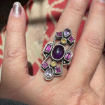 Amethyst, Citrine and Garnet Ring - Sterling Silver - Nicky Butler - Vintage