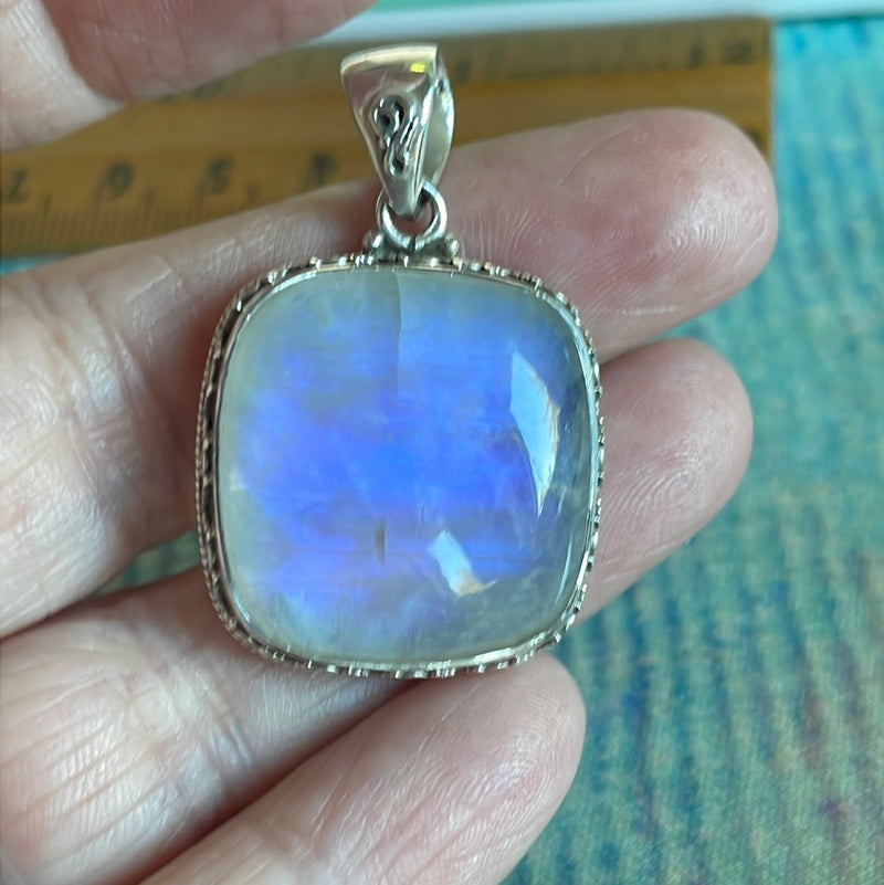 Moonstone Pendant - Sterling Silver - Modern