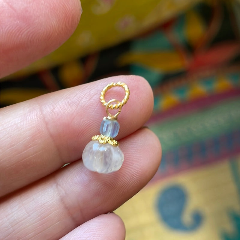 Moonstone Pumpkin Pendant - Fluorite - Gold Filled - Handmade