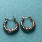 Ridged Hoop Earrings - Sterling Silver - Vintage