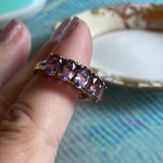 Amethyst Five Stone Band - Sterling Silver - Gold Wash - Vintage