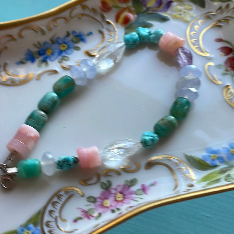 Gemstone Candy Bracelet - Sterling Silver - Handmade