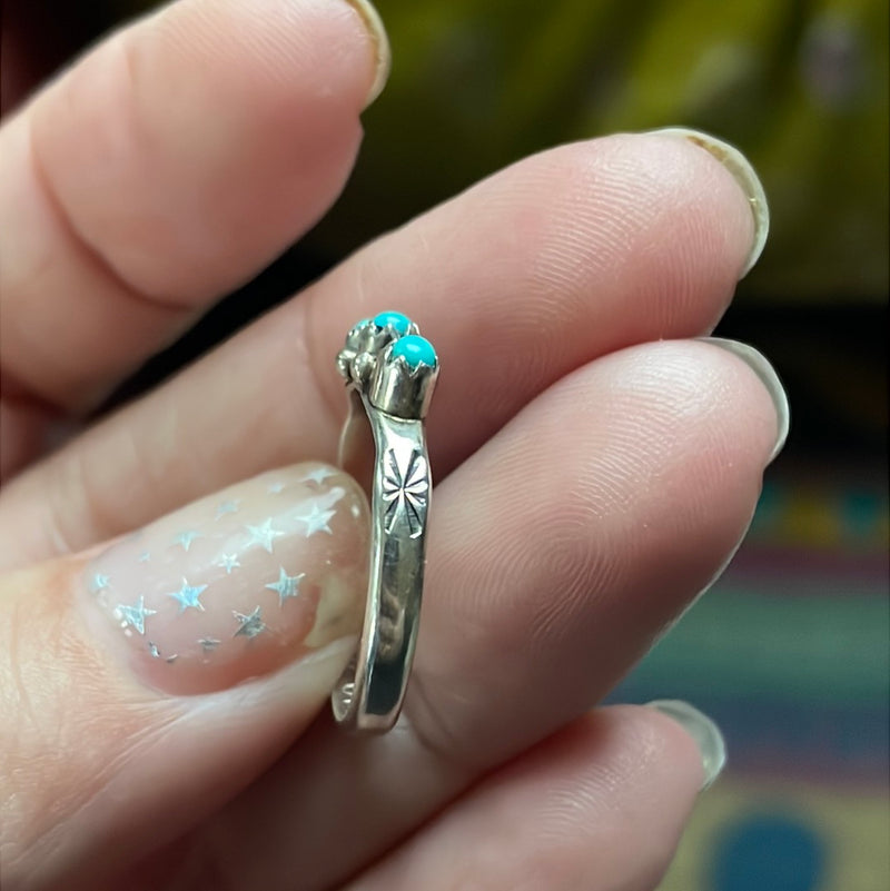 Turquoise Starry Band - Sterling Silver - Native American - Navajo - Vintage