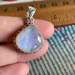 Moonstone Teardrop Pendant - Closed Back - Sterling Silver - Modern