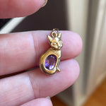 Amethyst Cat Pendant - 10k Gold - Vintage