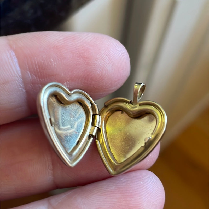 Bird Heart Locket - 14k Gold - Vintage