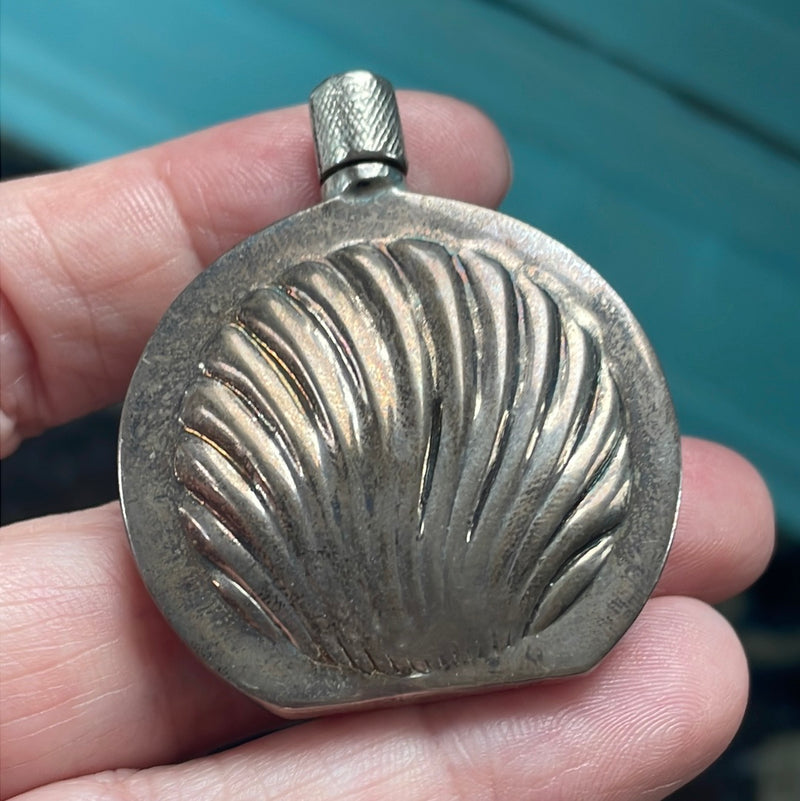 Shell Perfume Bottle - Sterling Silver - Vintage