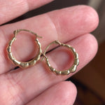 Dainty Scallop Hoop Earrings - 14k Gold - Vintage