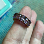 Amethyst Five Stone Band - Sterling Silver - Gold Wash - Vintage