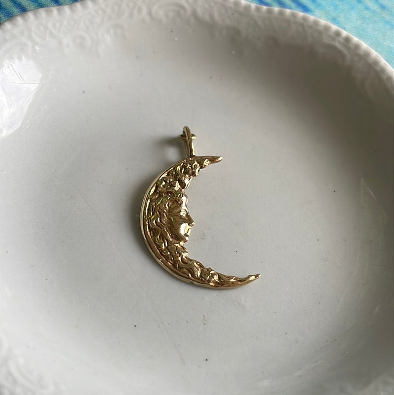 Moon Goddess Pendant - 14k Gold - Vintage