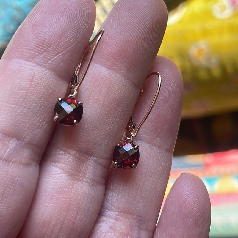 Garnet Earrings - 10k Rose Gold - Vintage