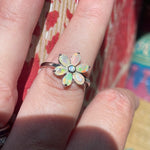 Opal Flower Ring - Sterling Silver - Modern