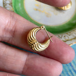 Ruched Hoop Earrings - 14k Gold - Vintage
