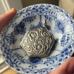 Hexigonal Flower Locket - Sterling Silver - Vintage