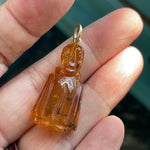 Carved Amber Man Pendant - Vintage