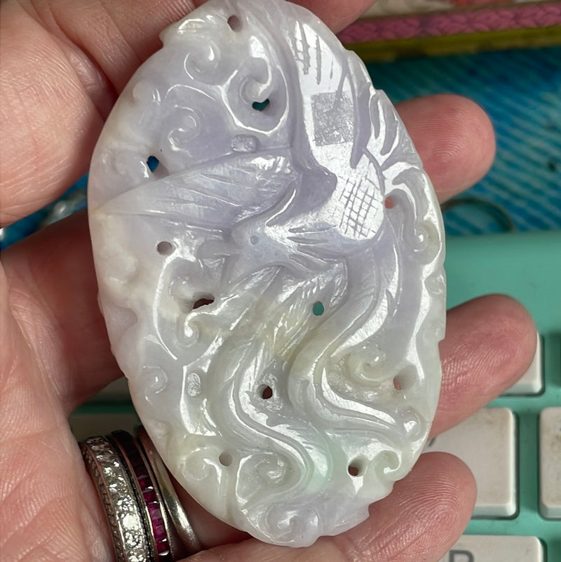 Carved Lavender Jade Piece - Could be turned into Pendant