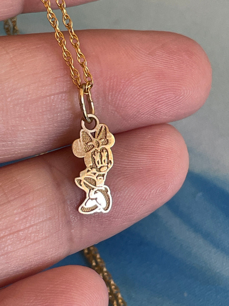 Minnie Mouse Necklace 10k Gold Vintage