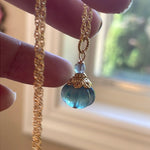 Carved Fluorite Pumpkin Necklace - Gold Filled - Handmade