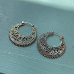 Filigree Hoop Earrings - Sterling Silver - Vintage