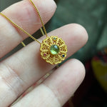 Tourmaline Filigree Flower Necklace - Gold over Sterling Silver - Modern