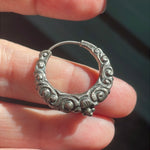 Repousse Hoop Earrings - Sterling Silver - Vintage