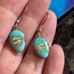 Turquoise Opal Inlay Earrings - Sterling Silver - Vintage