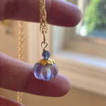 Carved Fluorite Pumpkin Necklace - Gold Filled - Handmade