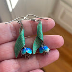 Enamel Flower Earrings - Sterling Silver - Vintage