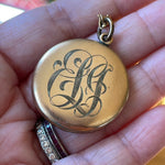 Engraved Moon Star Locket - Gold Filled - Victorian - Star Chain - Antique