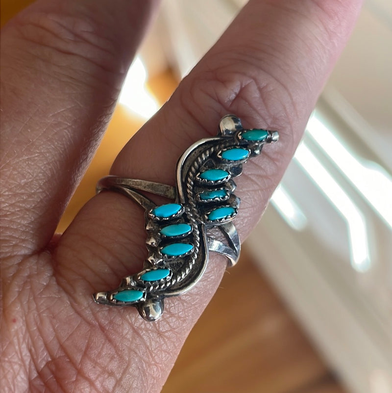 Turquoise Flourish Ring - Sterling Silver - Vintage