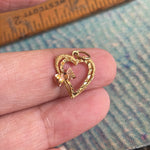 Heart Bow Pendant - Rose and Yellow Gold - 14k Gold - Vintage