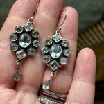 Blue Topaz Cluster Earrings - Sterling Silver - Vintage