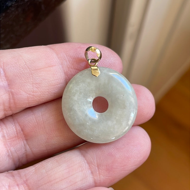 Jade Donut Pendant - 10k Gold - Vintage