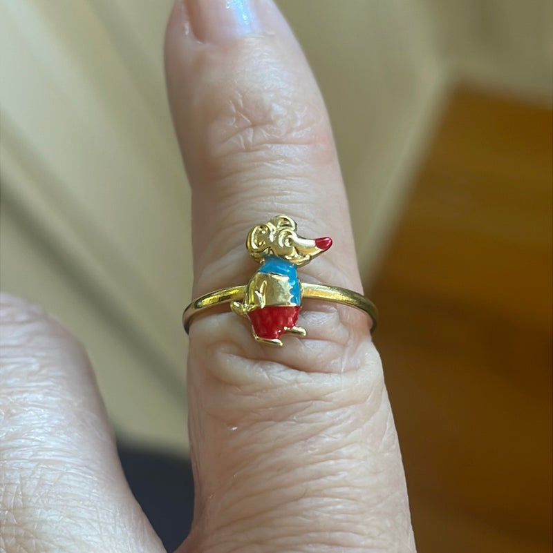 Enamel Mouse Ring - 9k Gold - Vintage