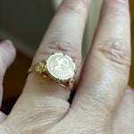 Sagittarius Ring - Zodiac Ring - Flower Shoulders - 14k Gold - Vintage