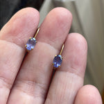 Tanzanite Leverback Earrings - 14k Gold - Vintage