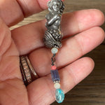 Mermaid Pendant - Apatite, Kyanite, Opal, Pearl and Coral - Pewter and Sterling Silver - Handmade