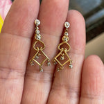 Diamond Dangle Drop Earrings - 10k Gold - Vintage