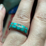 Turquoise Inlay Ring - Sterling Silver - Vintage