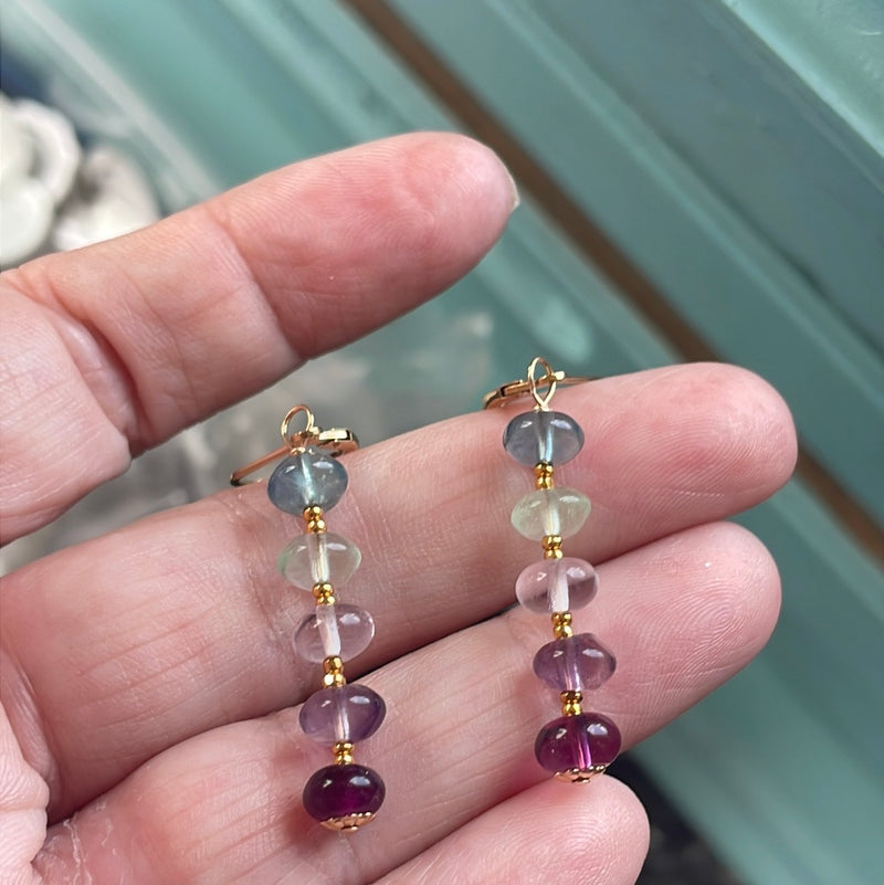 Ocean Rainbow Earrings - Fluorite - Gold Filled - Handmade