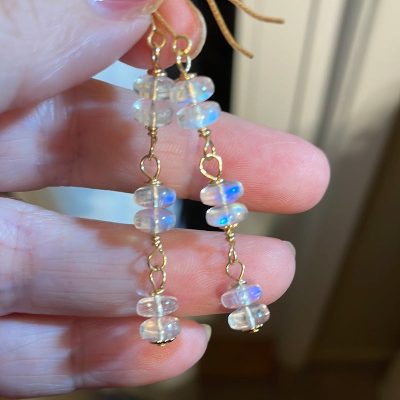 Moonstone Drop Earrings - Gold Filled - Handmade