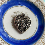 Flower Heart Pendant - Sterling Silver - Vintage