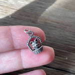 Cat in Basket Charm - Sterling Silver - Vintage